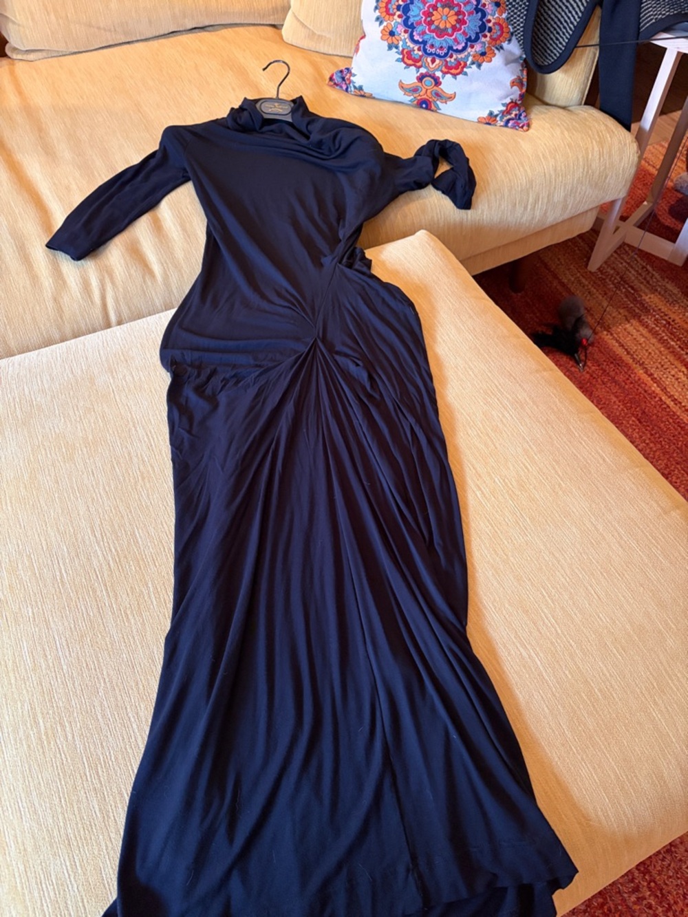 Vivienne Westwood anglomania stretch black jersey bias floor length dress
